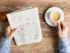 Newspaper and coffee