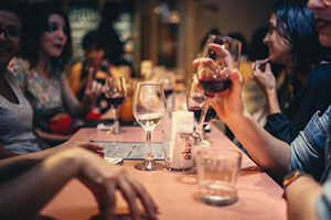 A group of people drinking