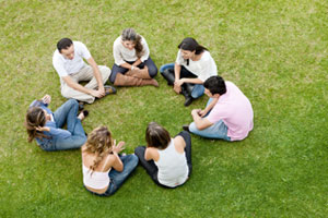 Group rehab meeting at park